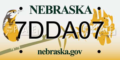 7DDA07 Nebraska License Plate