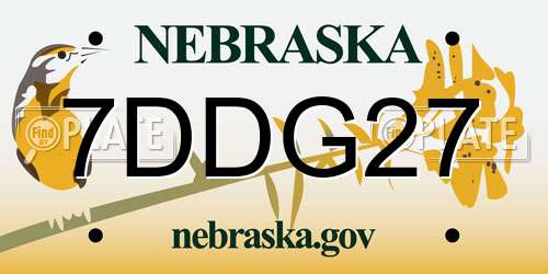 7DDG27 Nebraska License Plate