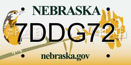 7DDG72 Nebraska License Plate