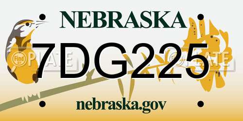 7DG225 Nebraska License Plate