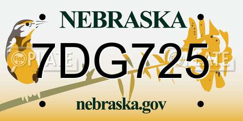 7DG725 Nebraska License Plate