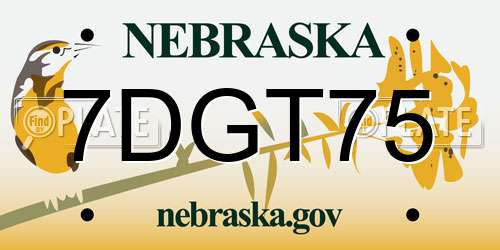 7DGT75 Nebraska License Plate