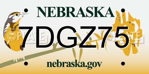 7DGZ75 Nebraska License Plate