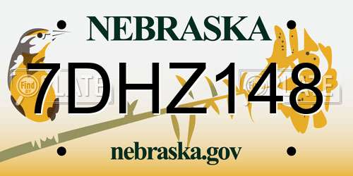 7DHZ148 Nebraska License Plate