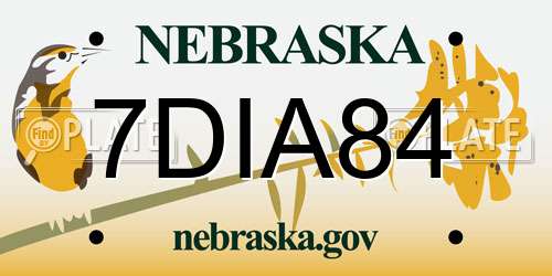 7DIA84 Nebraska License Plate