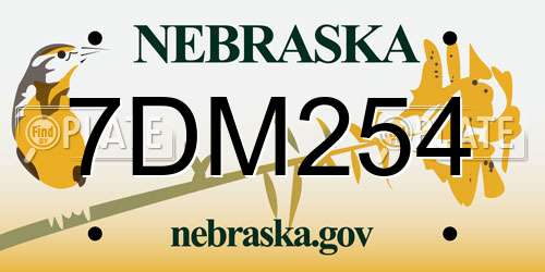 7DM254 Nebraska License Plate