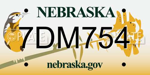 7DM754 Nebraska License Plate