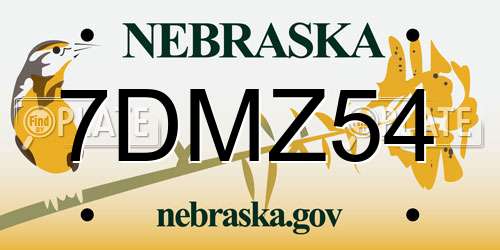 7DMZ54 Nebraska License Plate
