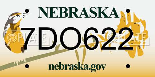 7DO622 Nebraska License Plate