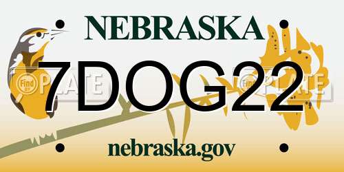 7DOG22 Nebraska License Plate