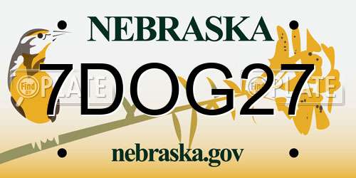 7DOG27 Nebraska License Plate