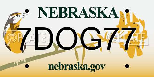 7DOG77 Nebraska License Plate