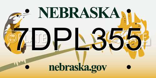 7DPL355 Nebraska License Plate