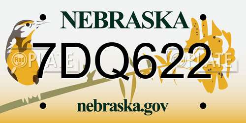 7DQ622 Nebraska License Plate