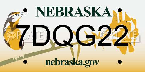 7DQG22 Nebraska License Plate