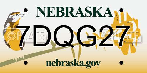 7DQG27 Nebraska License Plate