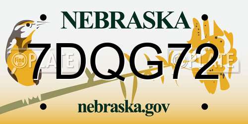 7DQG72 Nebraska License Plate