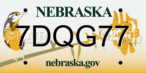 7DQG77 Nebraska License Plate