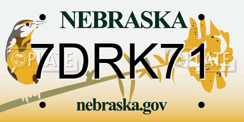 7DRK71 Nebraska License Plate