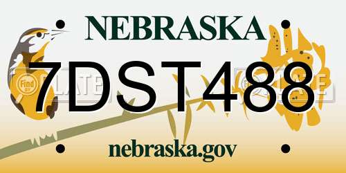 7DST488 Nebraska License Plate