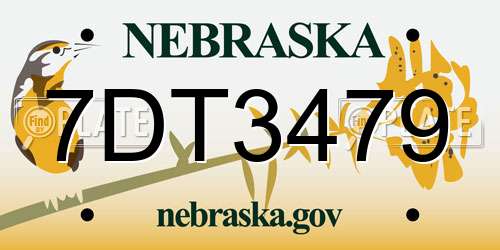 7DT3479 Nebraska License Plate