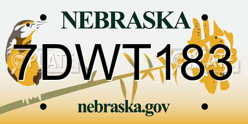 7DWT183 Nebraska License Plate