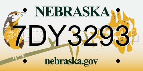 7DY3293 Nebraska License Plate