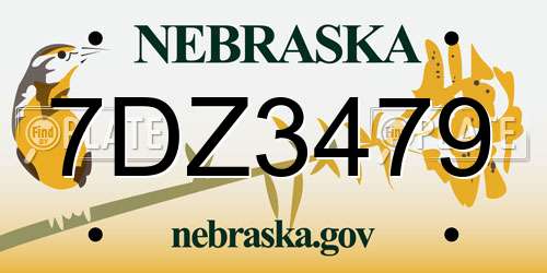 7DZ3479 Nebraska License Plate