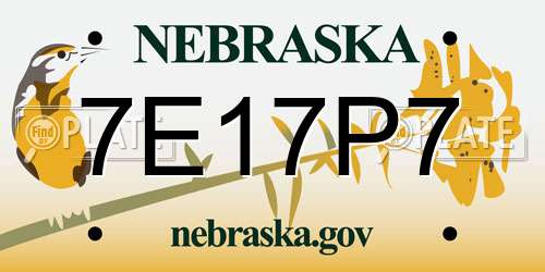7E17P7 Nebraska License Plate