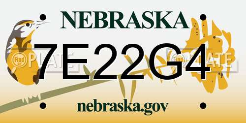 7E22G4 Nebraska License Plate