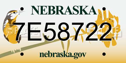 7E58722 Nebraska License Plate