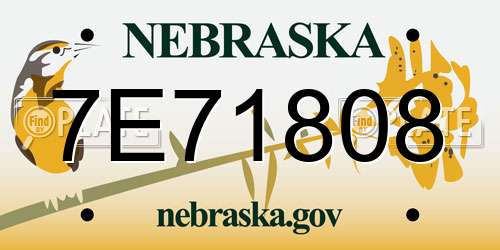 7E71808 Nebraska License Plate