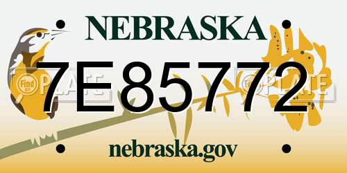 7E85772 Nebraska License Plate