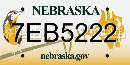7EB5222 Nebraska License Plate