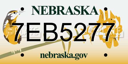7EB5277 Nebraska License Plate