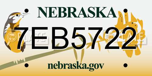 7EB5722 Nebraska License Plate