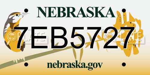 7EB5727 Nebraska License Plate