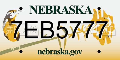 7EB5777 Nebraska License Plate