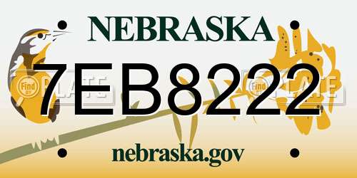 7EB8222 Nebraska License Plate