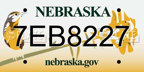 7EB8227 Nebraska License Plate