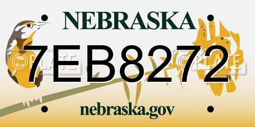 7EB8272 Nebraska License Plate