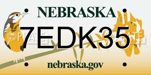 7EDK35 Nebraska License Plate