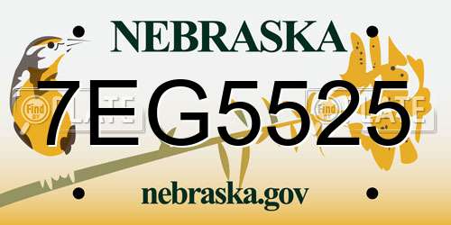 7EG5525 Nebraska License Plate