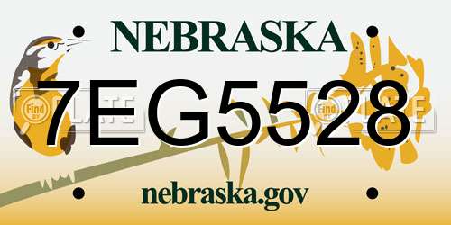 7EG5528 Nebraska License Plate