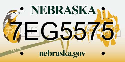 7EG5575 Nebraska License Plate