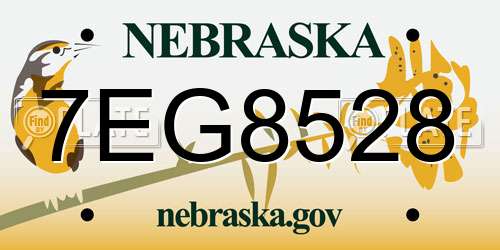 7EG8528 Nebraska License Plate