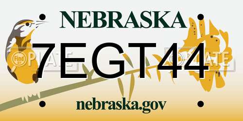 7EGT44 Nebraska License Plate