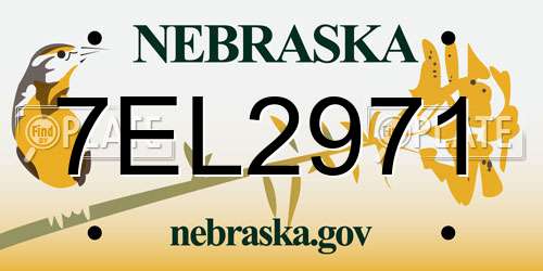 7EL2971 Nebraska License Plate