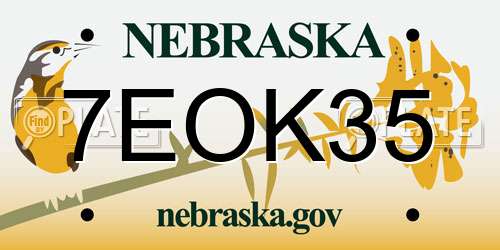 7EOK35 Nebraska License Plate