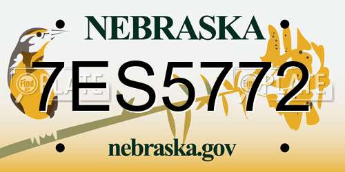 7ES5772 Nebraska License Plate
